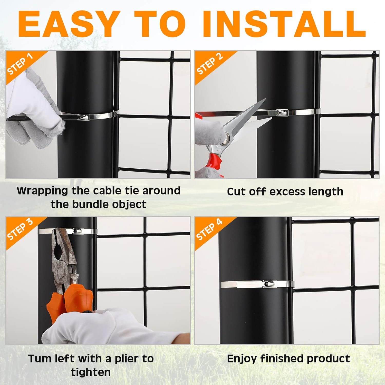 600 Pcs Metal Zip Ties Heavy Duty 304 Stainless Steel Multi Purpose Self Locking Cable Ties for Exhaust Machinery Fence Farm Pipe Roof Outdoor (Multi Sizes)