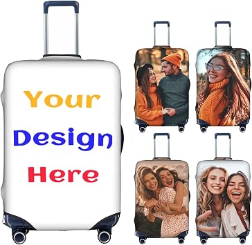 Personalized Custom Luggage Covers - Add Your Photo & Text, Washable Elastic, Fit 18-21 Inch Suitcases