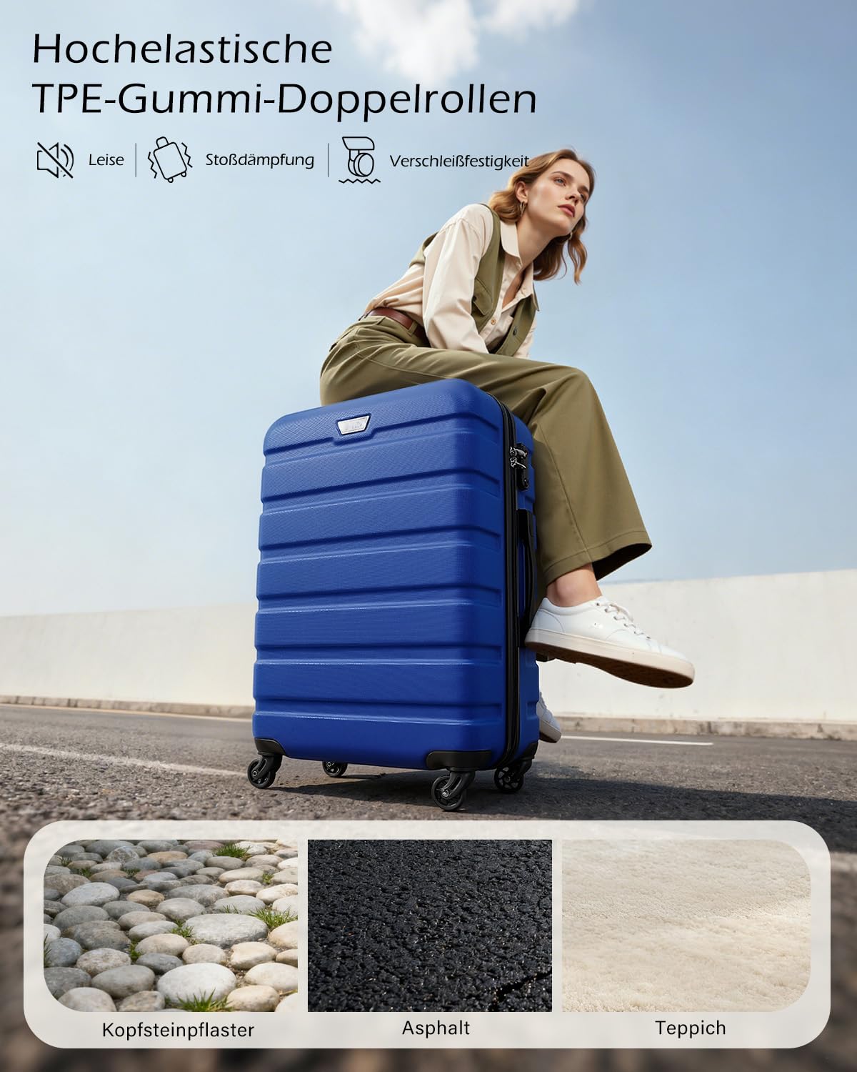 COOLIFE Walizka z twardą obudową trolley walizka na kółkach walizka podróżna twarda obudowa boardcase bagaż podręczny z zamkiem TSA i 4 kółkami, Großer Koffer