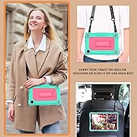 Vista 5 de Funda para tablet TCL Tab 8 LE, para TCL Tab 8 Plus, correa de hombro a prueba de golpes para niños (verde/rosa)