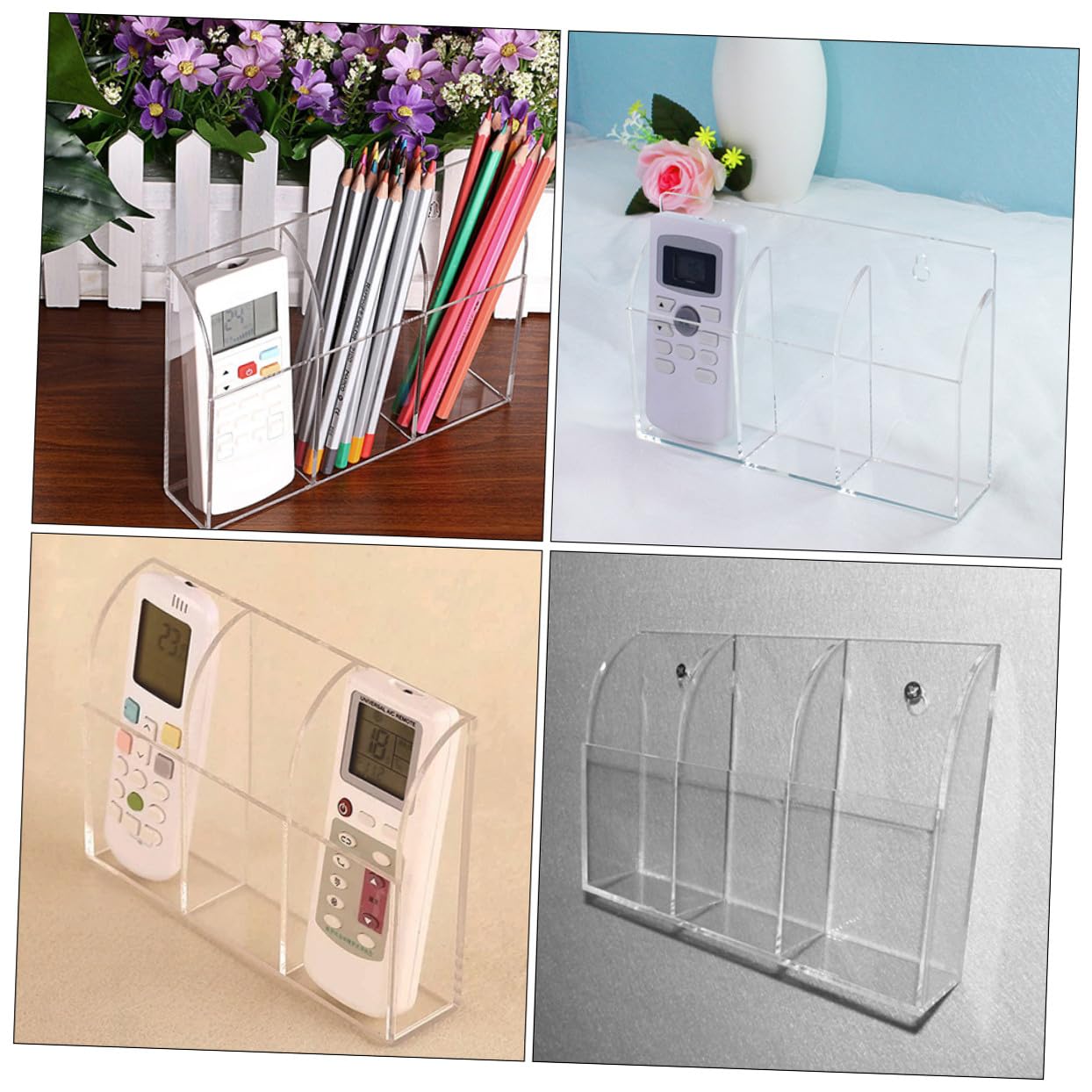 STOBAZA 2juegos Soporte De Pared Para Mandos Distancia De Acrílico Transparente Organizador De Almacenamiento Para Oficina y Hogar Para Teledirigidos Llaves y Tarjetas