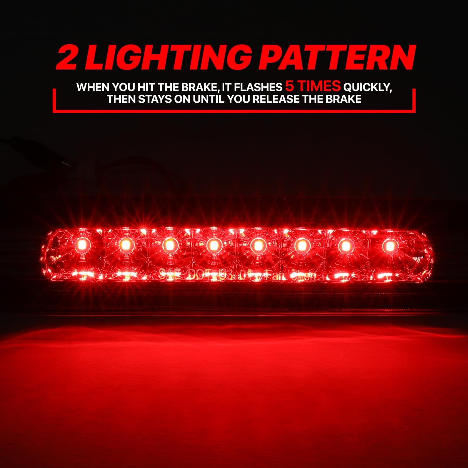 M-AUTO LED Third Brake Light Compatible with 2003-2009 Toyota 4Runner, Rear Cab Roof Center Mount Stop Brake Tail Light
