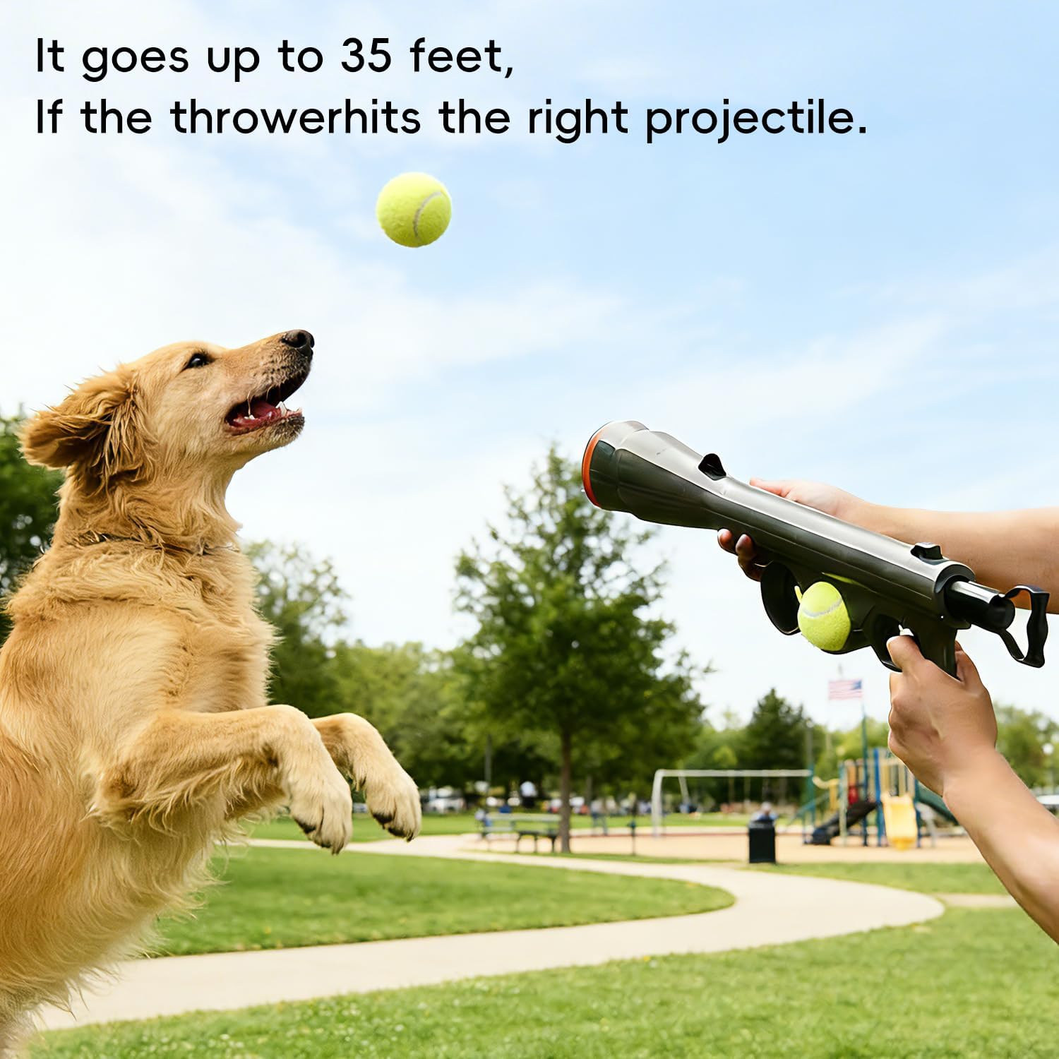 Dog Ball Launcher for Dogs,Dog Tennis Ball Blaster Thrower Gun for Fetch with 2 Tennis Balls for Small Medium Dogs, Easy Load Dog Ball Thrower Toy for Indoor Outdoor Play (Green)