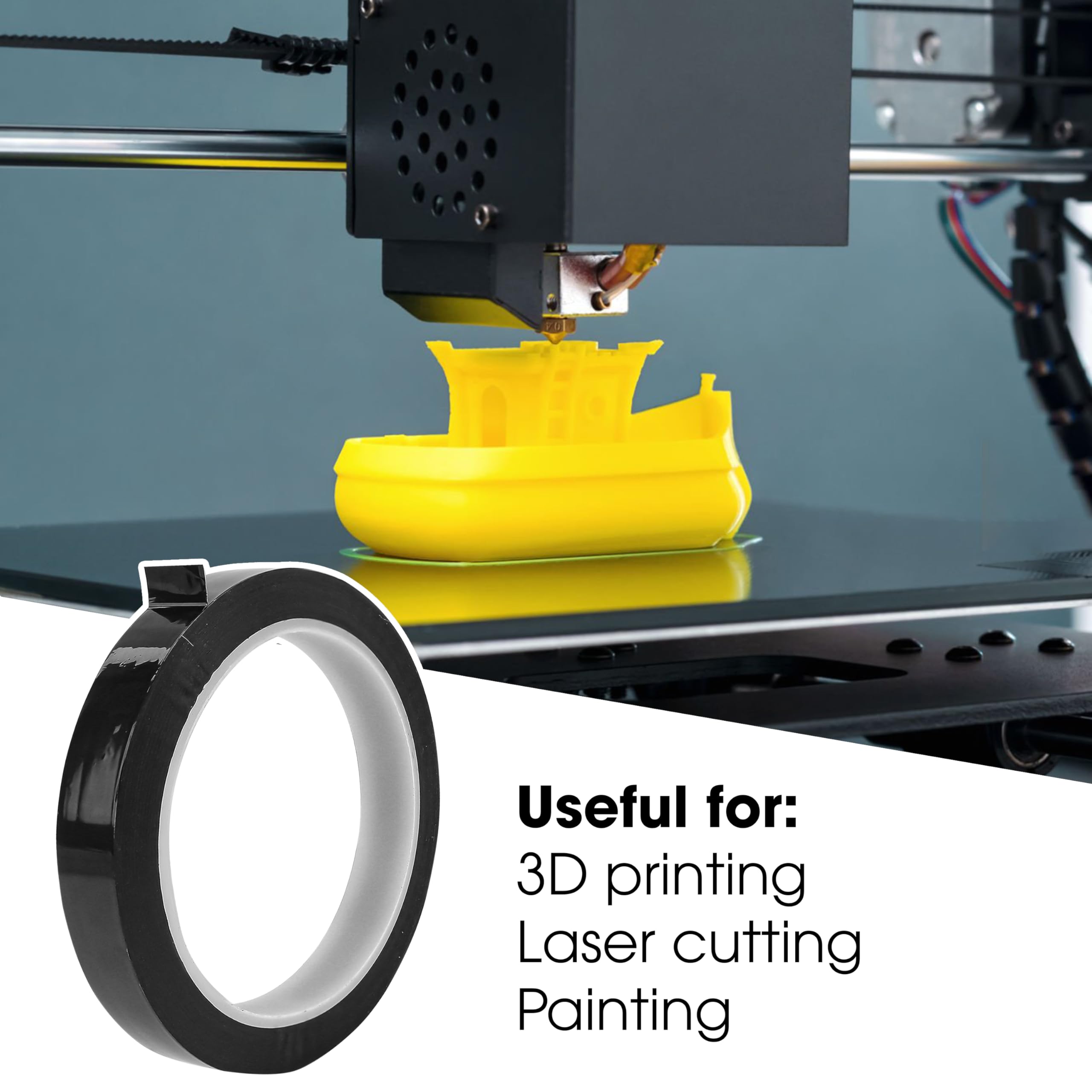 3D Printer Tape - 50m Black Masking Tape for 3D Printers -4