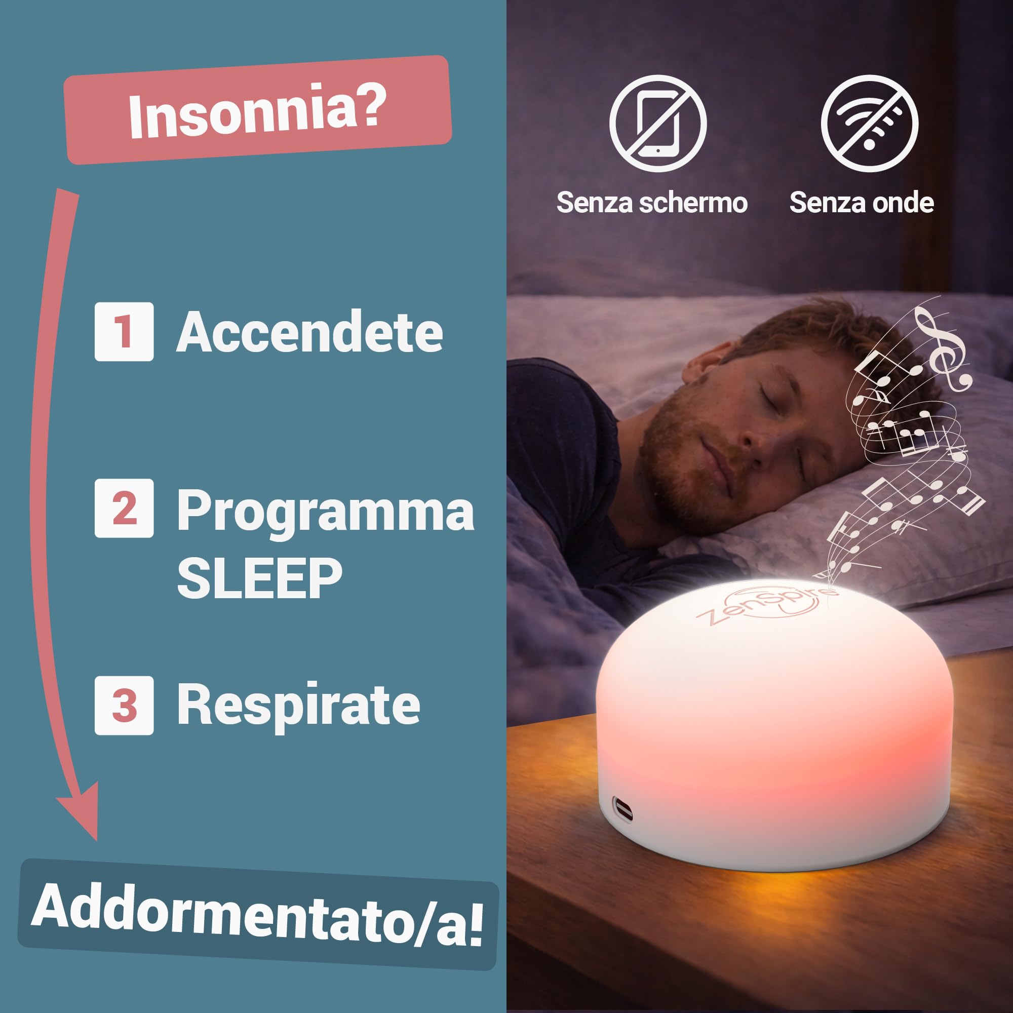 Zenspire+ Dispositivo Anti-Stress per Sonno e Relax | Coerenza Cardiaca e Meditazione | Aiuto Naturale contro Ansia e Stress | Luce Zen, Suono Bianco e Vibrazione (Pack 2)