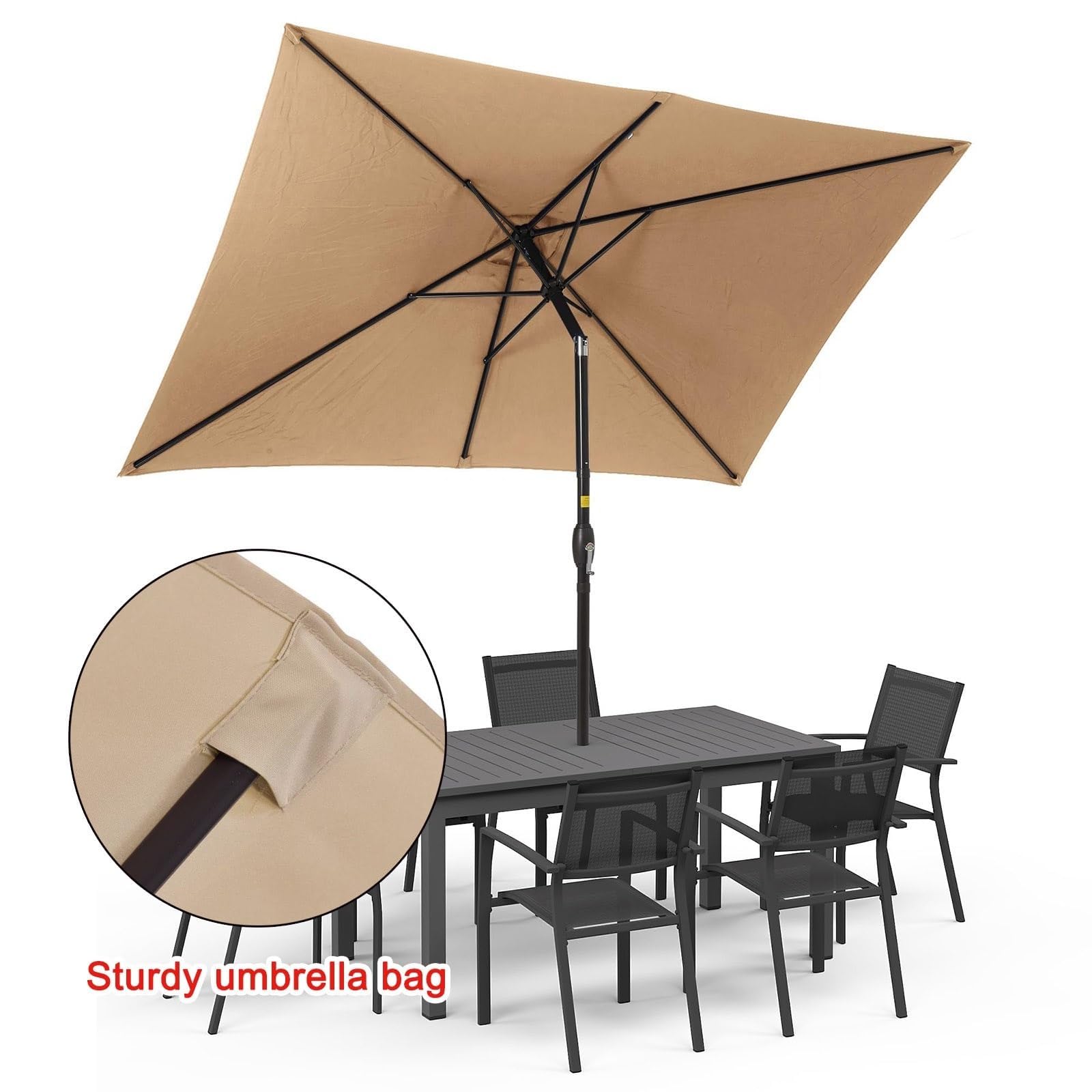 Zamienny prostokątny baldachim parasola 300 x 200 cm i 250 x 250 cm, wodoodporny pokrowiec na taras, do ogrodu i tarasu, biały, 190 x 125 cm, odporny na promieniowanie UV i warunki atmosferyczne
