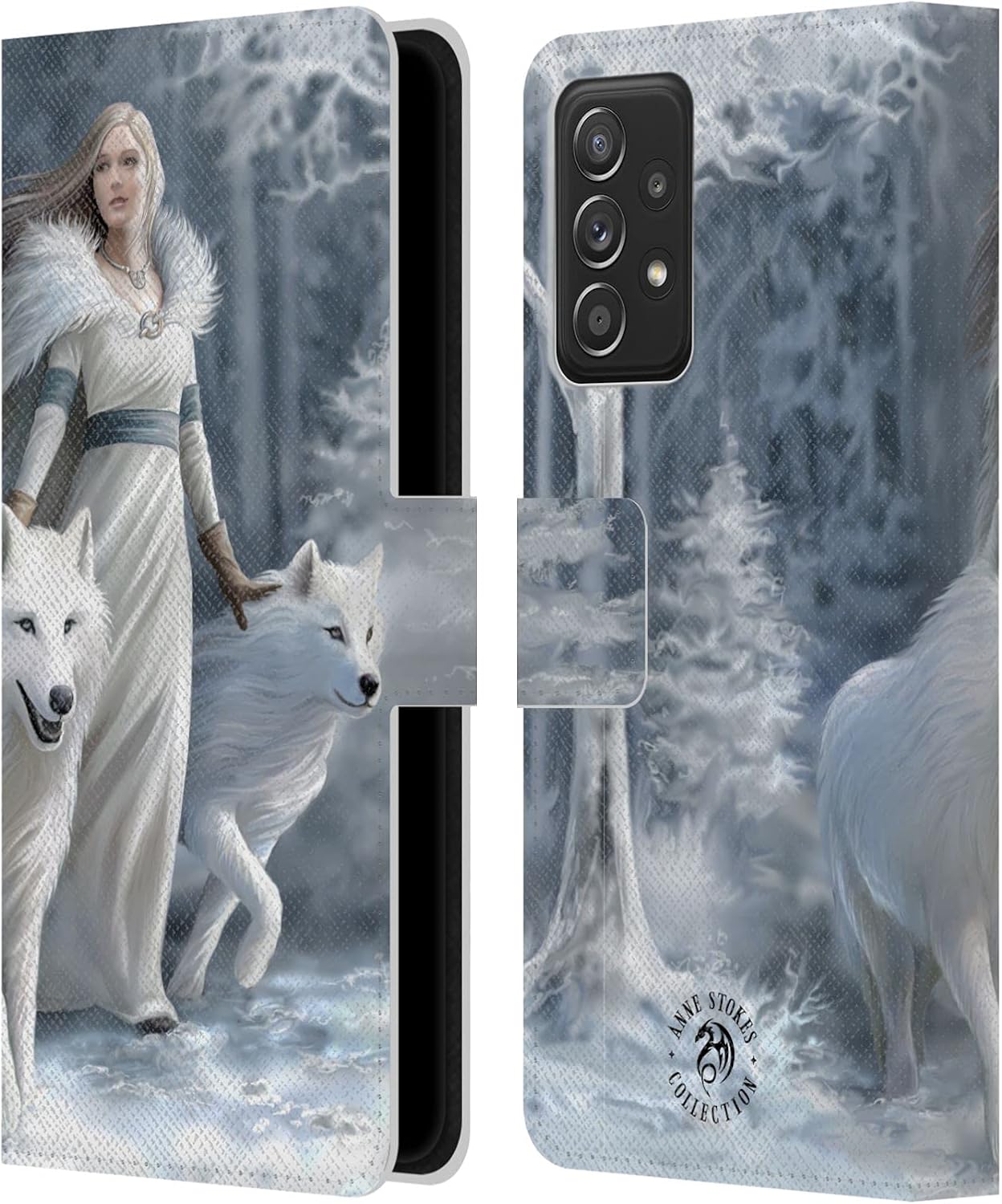 Head Case Designs Officially Licensed Anne Stokes Protector Wolves Leather Wallet Case Compatible with Galaxy A52 / A52s / 5G (2021)