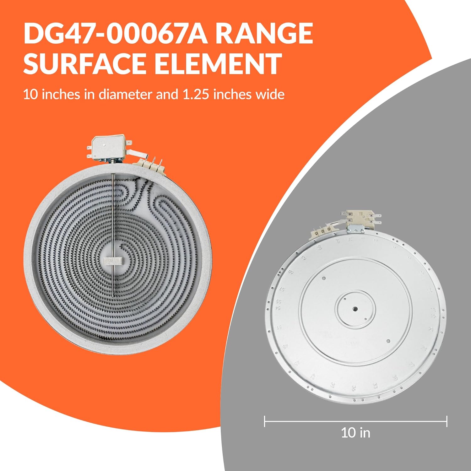 Puxyblue ๐ฎ๐ฌ๐ฎ๐ฒ Upgraded MEE62385201 DG47-00067A 10in Dual Radiant Surface Element - Fit For L.G Electric Range Sam.sung Stove - Replaces Mee62385201 AP5683233 PS11720672 PS7795472 EAP11720672 - Image 2