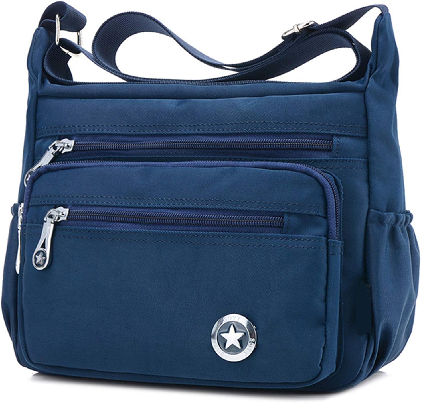 Casual Crossbody Handbags Shoulder Bags for Women Waterproof Nylon Messenger Bags (Navy blue)(Size:S)