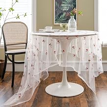 vctops Cherry Embroidery Lace Tablecloth Embroidered Lace Table Cover Overlay for Party Wedding Kitchen Dining Home Decorations Cherry, 59"x87"