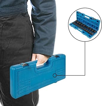 Impact Socket Set 1/2 Inches 26 Piece Impact Sockets, Shallow Socket, 6-Point Sockets, Rugged Construction, CR-V, 1/2 Inches Drive Socket Set Impact Metric 10mm - 36mm, with a Storage Cage