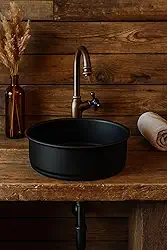 Cuba Redonda Para Pia Alumínio Reforçado 32x14cm Banheiro/lavabo Cor Preto