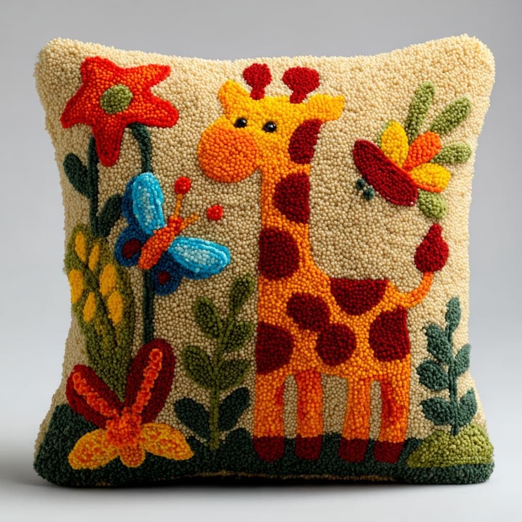 AxiangziK Latch Hook Pillow Kit for Beginners,Giraffe and Butterfly