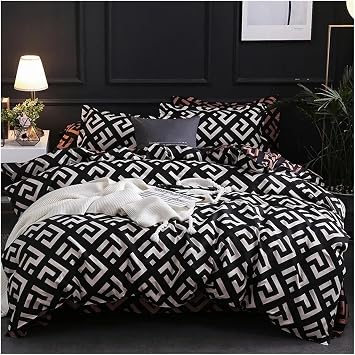 Luxury Black Bedding Set Queen King Single Full Size Polyester Bed Linen Duvet Cover Set with Pillowcase,Bedding, JM-021
