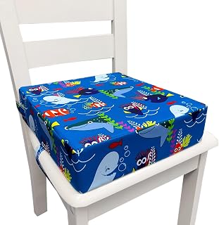 Toddler Booster Seats for Dining Chair with Double Safer Straps Non-Slip Bottom for Kids, Portable Travel High Density Sponge Detachable Cushion for Boys Girls