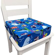 Toddler Booster Seats for Dining Chair with Double Safer Straps Non-Slip Bottom for Kids, Portable Travel High Density Sponge Detachable Cushion for Boys Girls