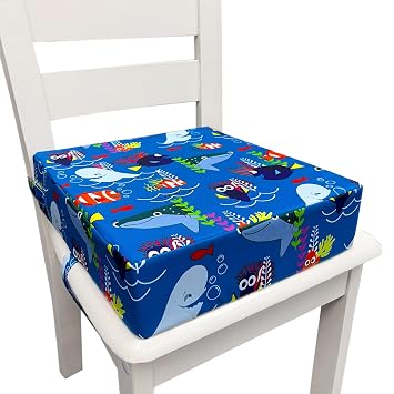 Toddler Booster Seats for Dining Chair with Double Safer Straps Non-Slip Bottom for Kids, Portable Travel High Density Sponge Detachable Cushion for Boys Girls
