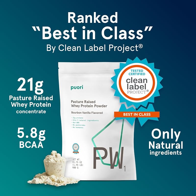Puori PW1, Grass Fed Whey Protein Powder, Bourbon Vanilla, 60 Servings image 2
