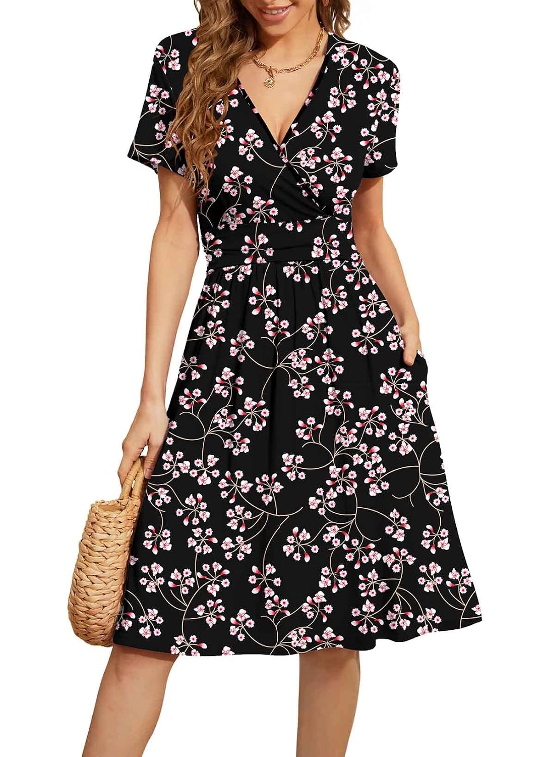 WEACZZY Women's Summer Short Sleeve Casual Dresses V-Neck Floral Party Dress with Pockets - Review, Price and Buying Guide
