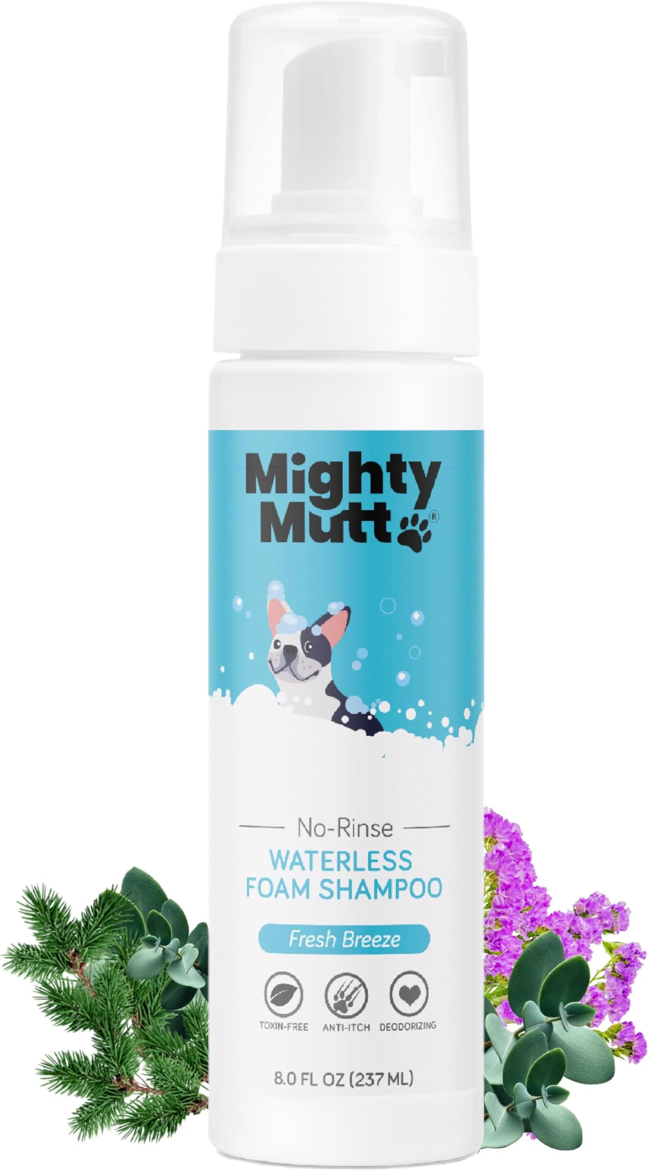 Hypoallergenic Waterless Shampoo for Dogs | Dry Shampoo for Dogs | Waterless Foam No Rinse | Anti-Itch, Soothing and Deodorizing | Fresh Breeze | 8 Fl Oz