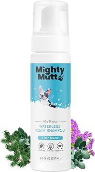 Mighty Mutt Hypoallergenic Waterless Shampoo For Dogs | Dry Shampoo For Dogs | Waterless Foam No Rinse | Anti-Itch, Soothing And Deodorizing | 8Oz