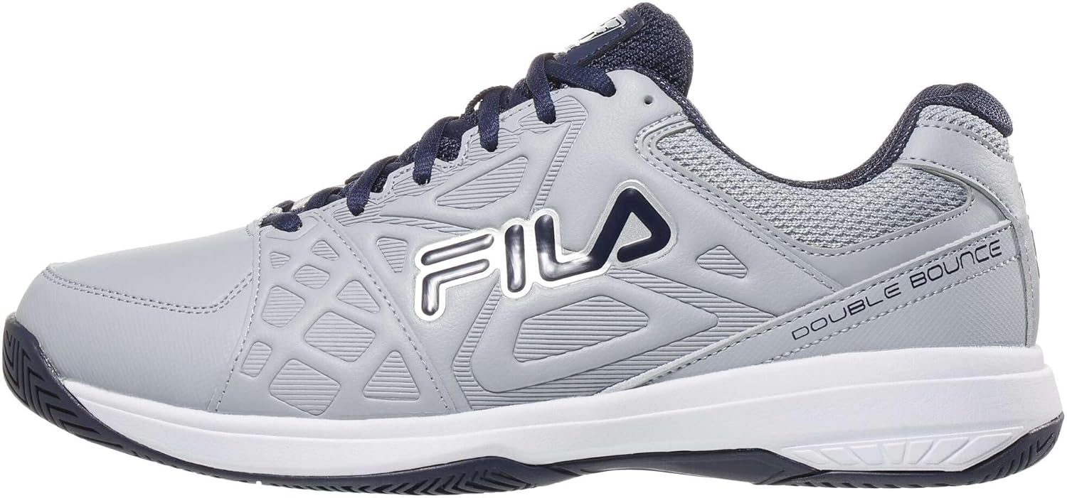 Fila Men's 1PM01800 256 Double Bounce 3 Highrise Navy Metallic Silver Pickleball Shoes