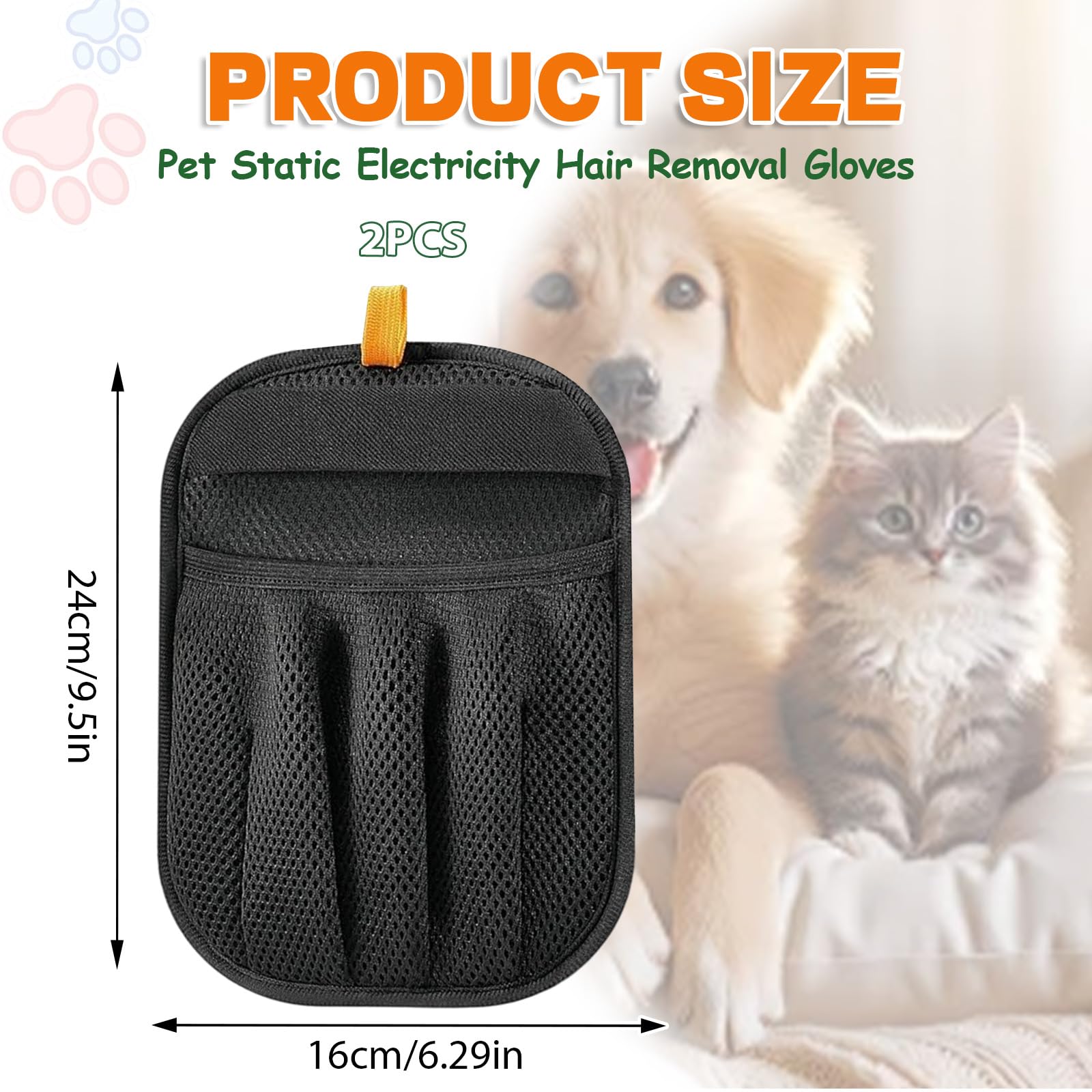Lot de 2 gants d'épilation pour chiens et chats - Gant de toilettage double face avec adsorption électrostatique - Gant d'épilation lavable