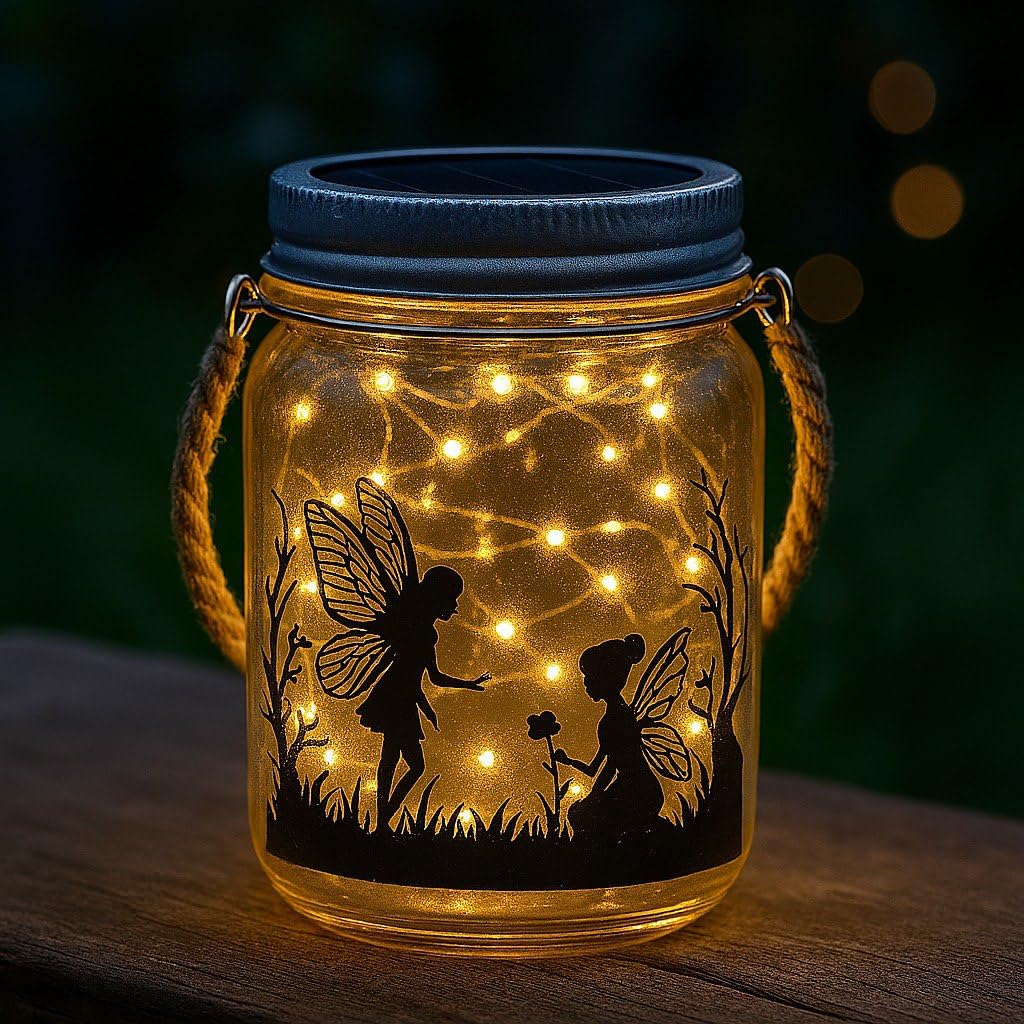 Solar Powered Mason Jar Light for Garden & Balcony – Waterproof Outdoor LED Decorative Lamp with Fairy Silhouette Design for Patio, Pathway & Aesthetic Home Decor-picture-23