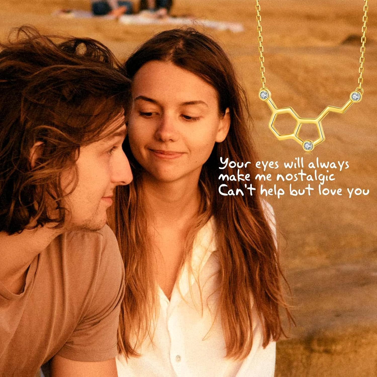 Christmas Gift for Women 925-Sterling-Silver Hormone Serotonin-Molecule neckalce - Caffeine Molecule dopamine Pendent Necklace for Teacher, Professor, Chemistry Graduates, Science Jewelry Lovers (18K-Gold-Plated)