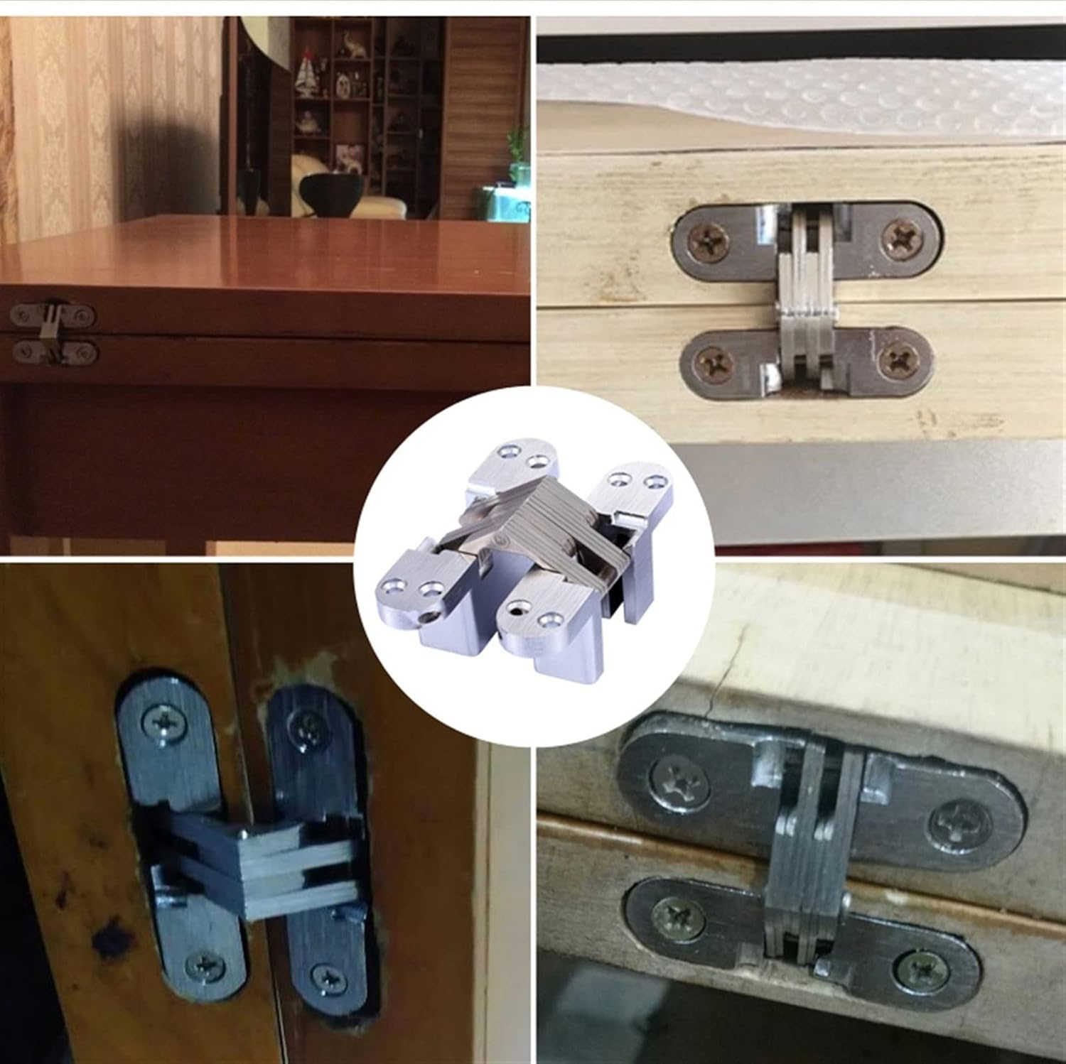 Stainless Steel Concealed Hinges, 16 * 70mm Built-in Concealed Cross Cross Heavy Duty Folding Door Hinges, Furniture Hardware, Suitable for Doors, Cabinets, Drawers Hinges