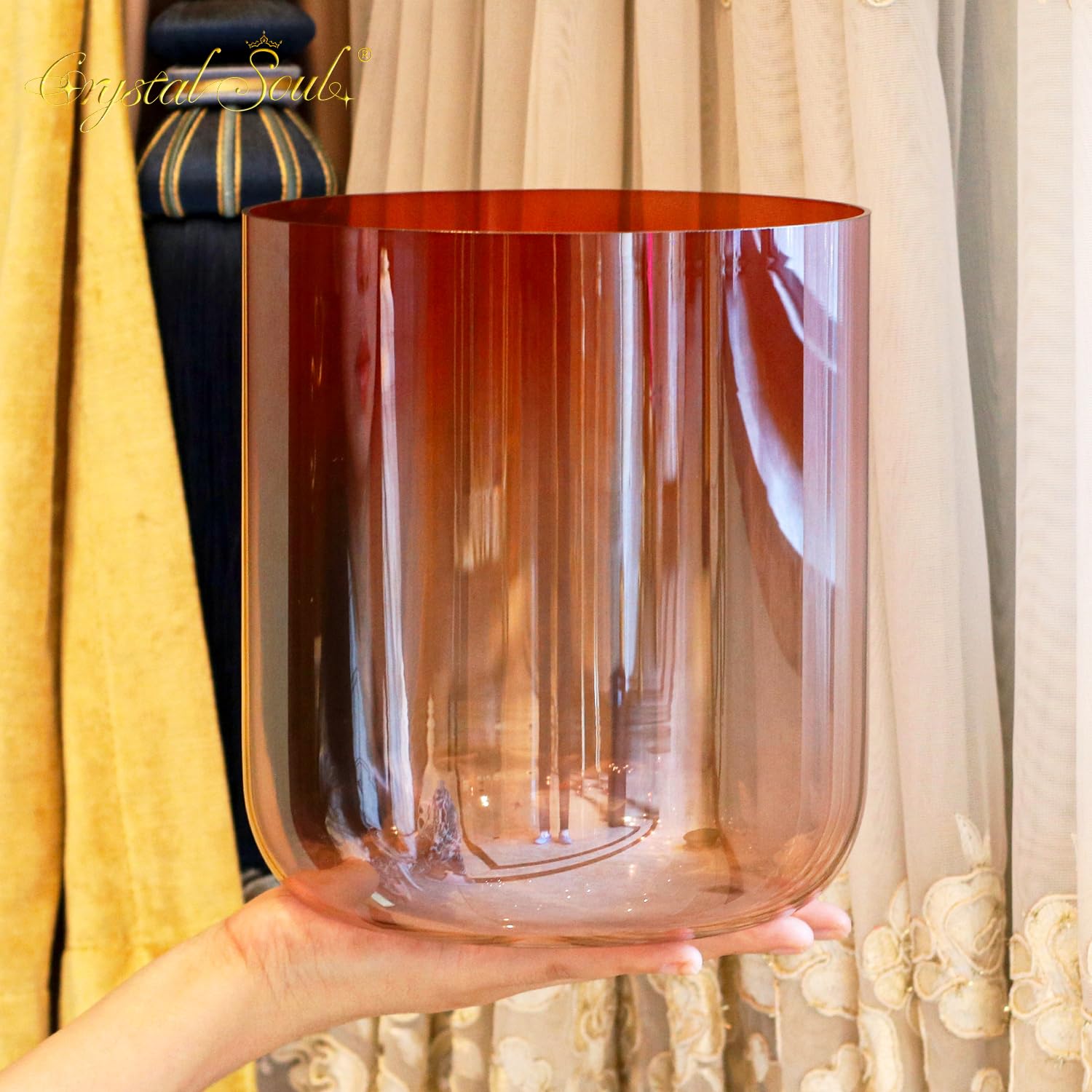 Crystal Soul - Campana tibetana in cristallo rosso sfumato, 17,8 cm