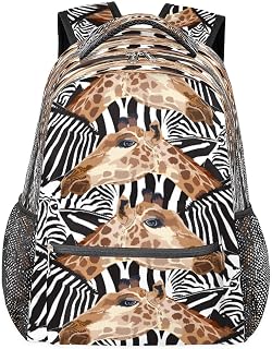 Mochilas para meninos e meninas, com estampa de zebra animal para laptop, mochila escolar com vários bolsos, mochila impermeável com alça de ombro ajustável para viagens, caminhadas, acampamento, Multi, Medium