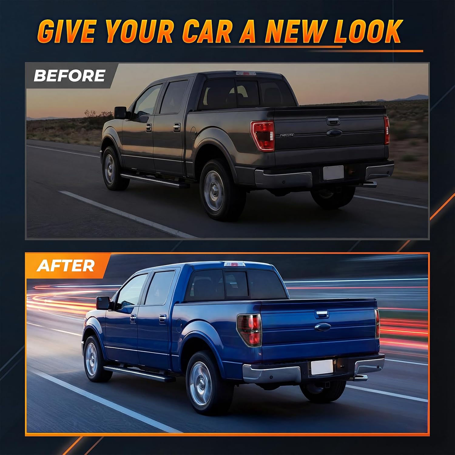 Rear Brake Tail Light for 2009 2010 2011 2012 2013 2014 Ford F150 F-150 Left Driver Right Passenger Taillights Red Smoked Tail light Replace BL3Z13404AB BL3Z13405AB (Not Included Bulb)
