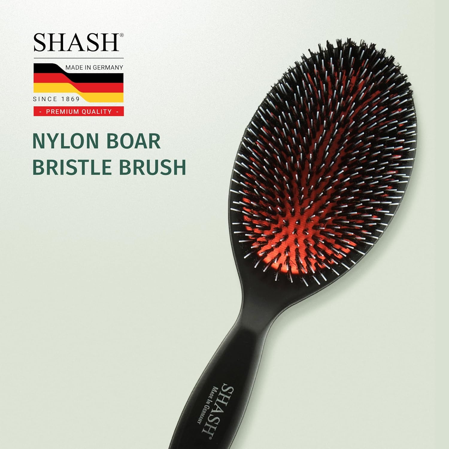 Since 1869 Hand Made In Germany - Nylon and 100% First Cut Boar Bristle Brush Suitable For Normal to Thick Hair - Gently Detangles, No Pulling or Split Ends - Softens Improves Texture, (Large) - Image 9