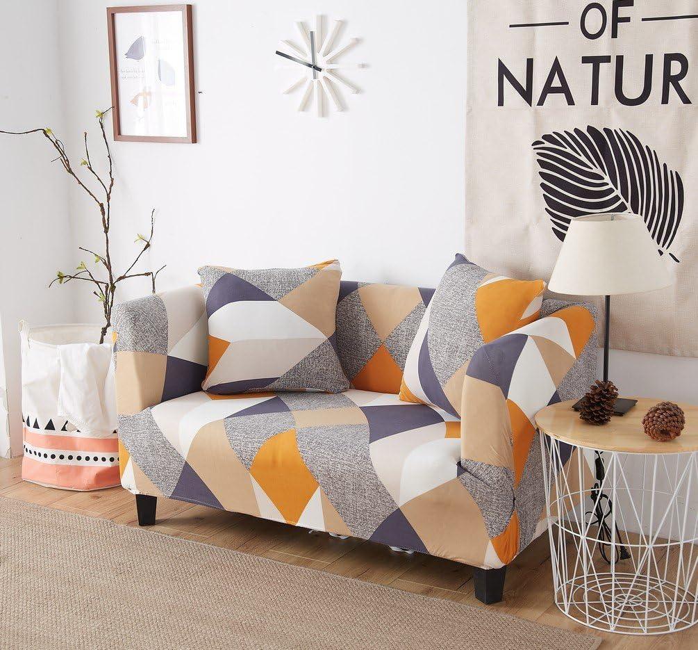 Magic cube Sofa Slipcover Sofa Covers Chair Covers Four Seater Protectors Couch Covers Featuring Soft Form Fit Slip Resistant 92-118 Inch