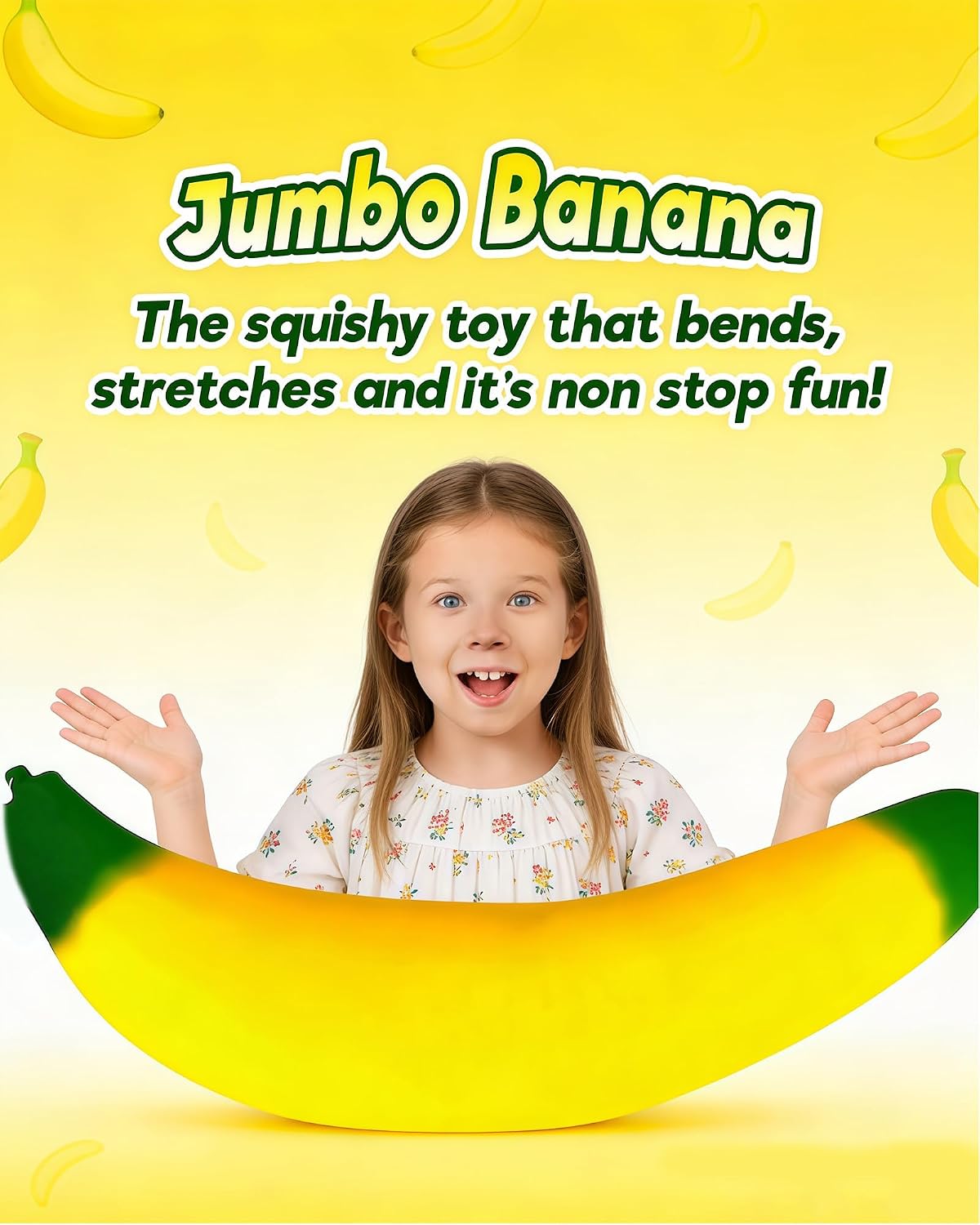 Big Taba Squishy Banana - 17" Stretchy Banana Squishy Toys – Ultra-Soft Realistic Sensory Fun Food-Themed Stress Relief Toy for Kids & Adults | Party Favors, Calming Fidgets, Desk Toys