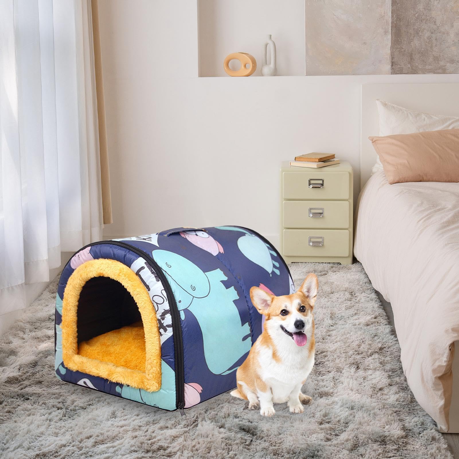 Cueva al aire libre para perros, cama cueva para perros | de gato caliente | Refugio lavable para gatos, casa al aire libre impermeable para mascotas, cueva para mascotas, tienda de h