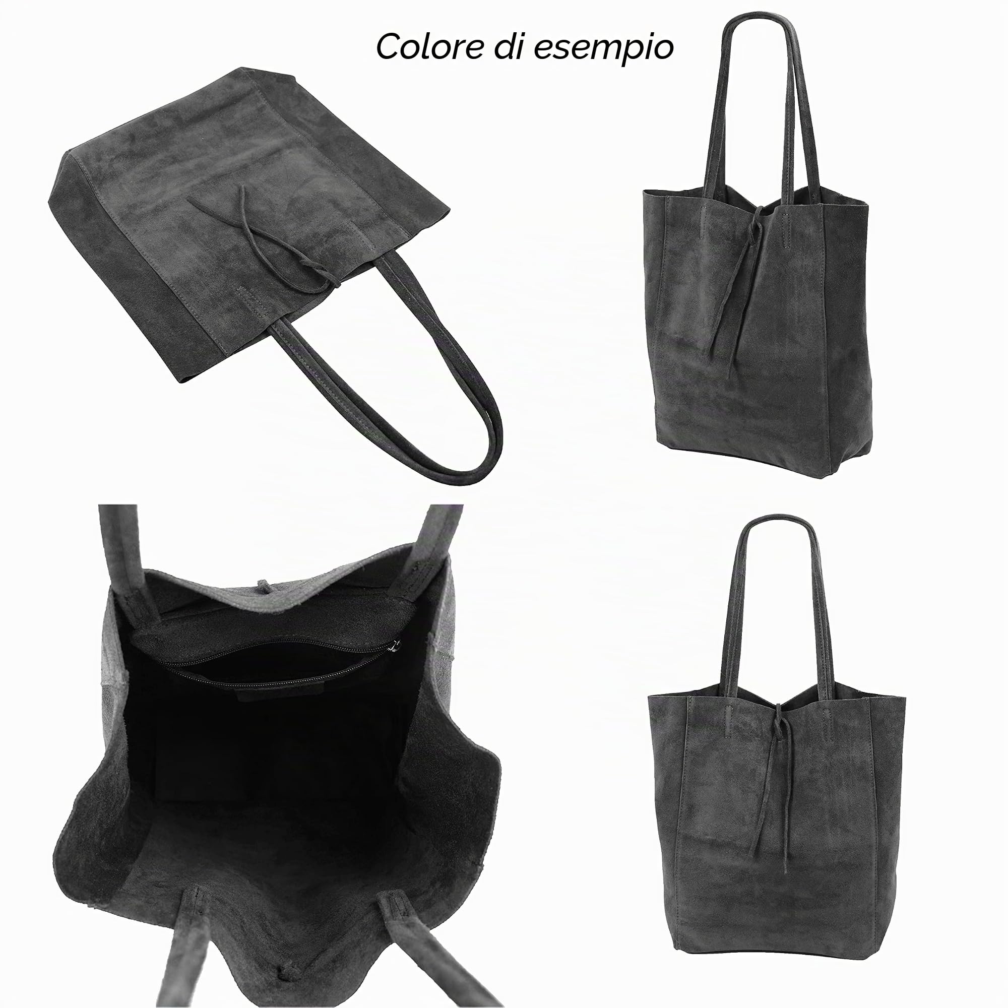 SH Leder ® Katrin G261 - Shopper da donna in vera pelle scamosciata con tasca interna, in diversi colori, 37 x 29 cm