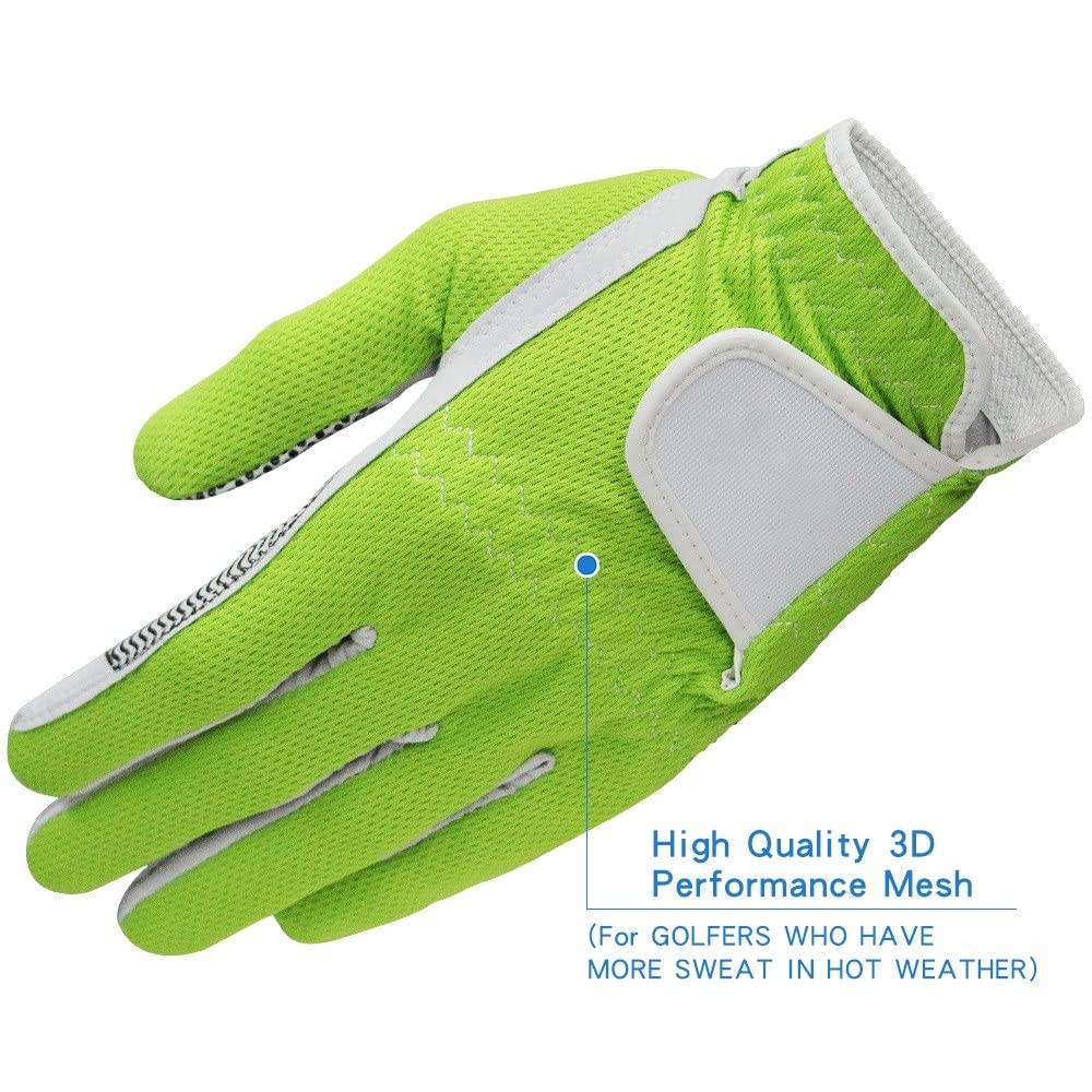 Golfhandschuhe 10 stücke Golfhandschuh Männer Linke Hand Atmungsaktive grüne 3D Performance Mesh rutschfeste Micro Faser Golfhandschuhe