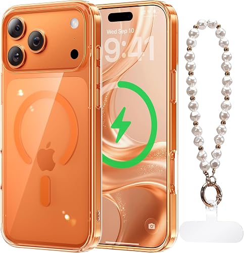 Peerock for iPhone 17 Pro Case Clear with Pearl Strap, Cosmi