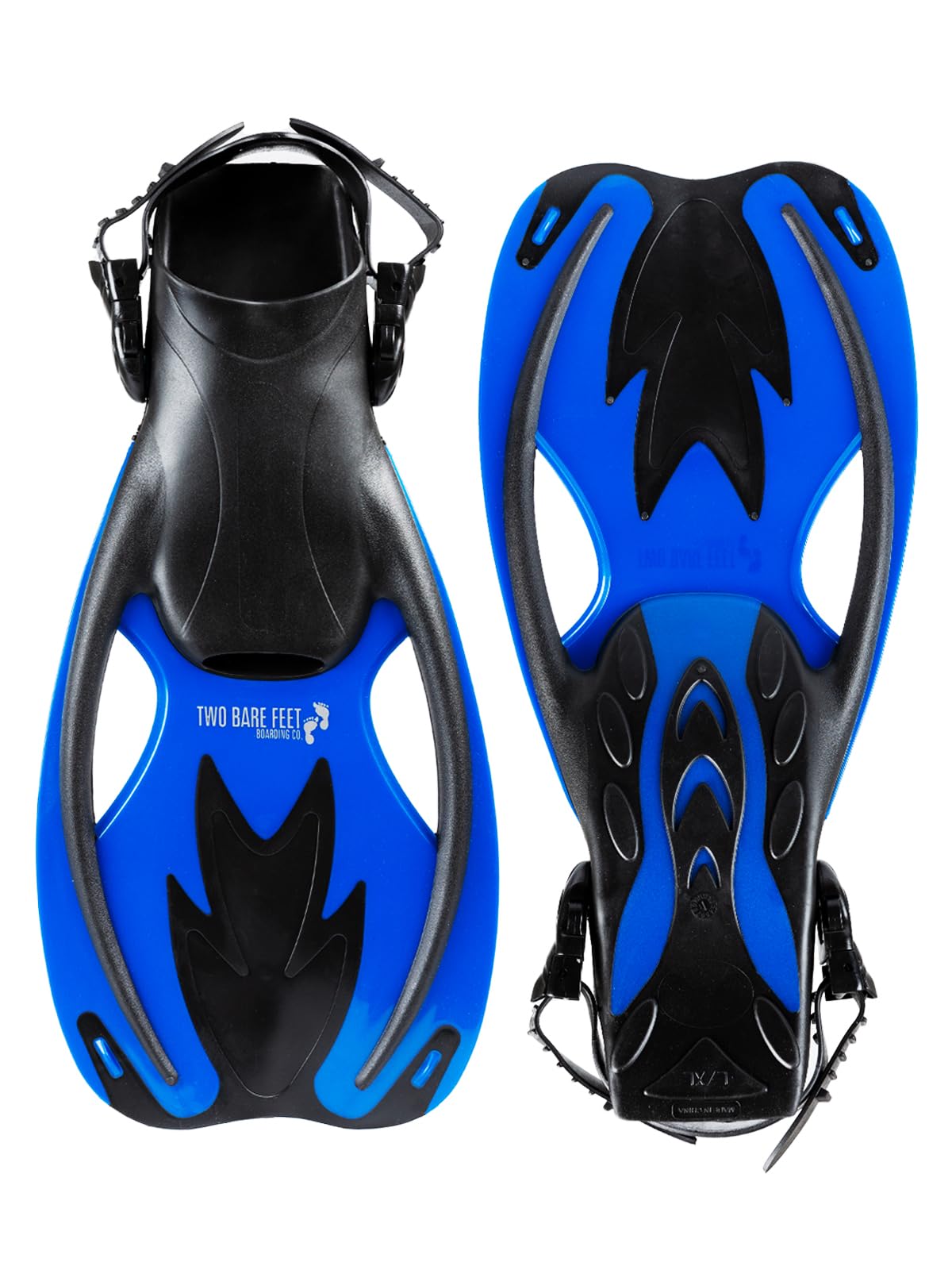 Two Bare Feet Kids Adjustable Diving Fins | Snorkeling & Swimming Flippers with Easy Adjustable Straps | Lightweight, Comfortable Design for Children’s Water Sports (Childs 9-13, Blue)