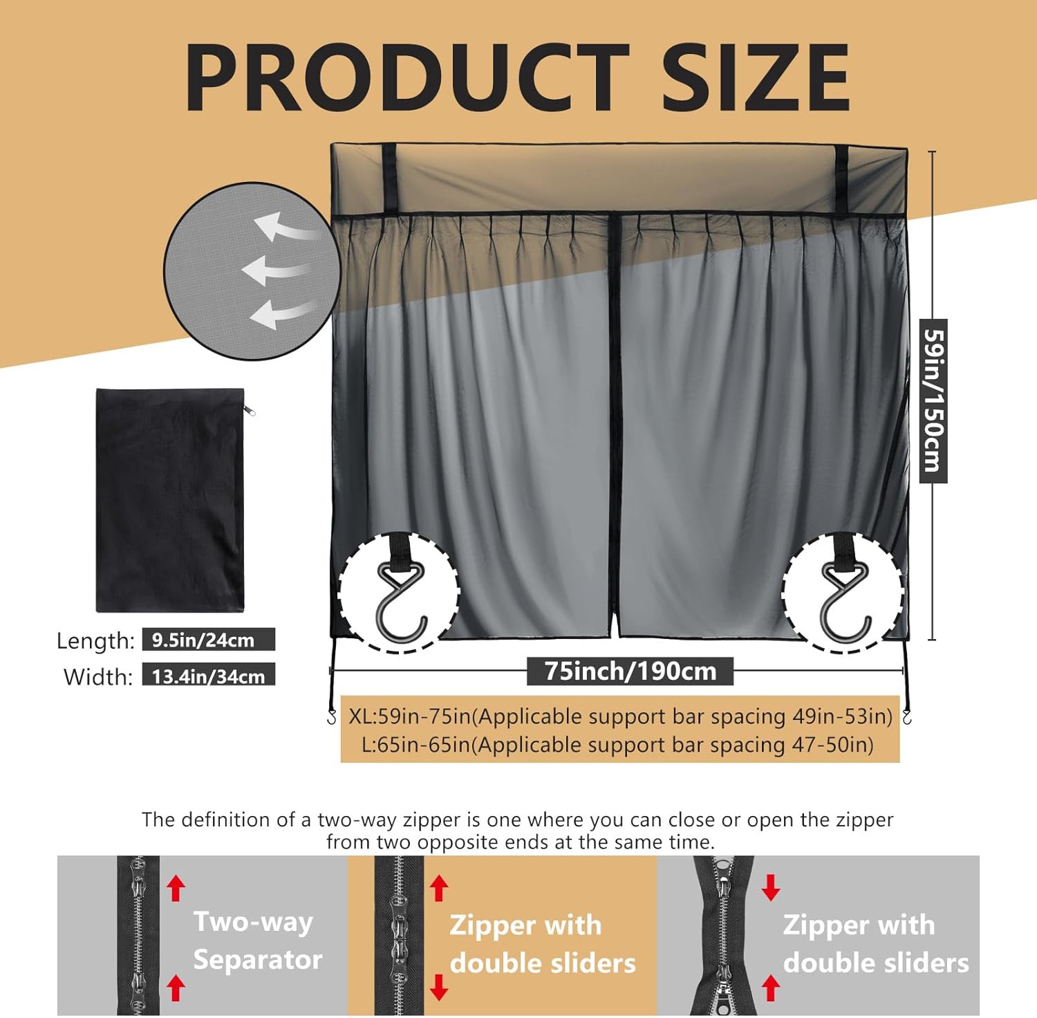 Yahenda Car Camping Net Tailgate Mesh Bug Screen Breathable Tent for UV MPV with Hook Magnetic Car Camping Accessories for Sun Protection Ventilation Privacy Protection(X-Large)