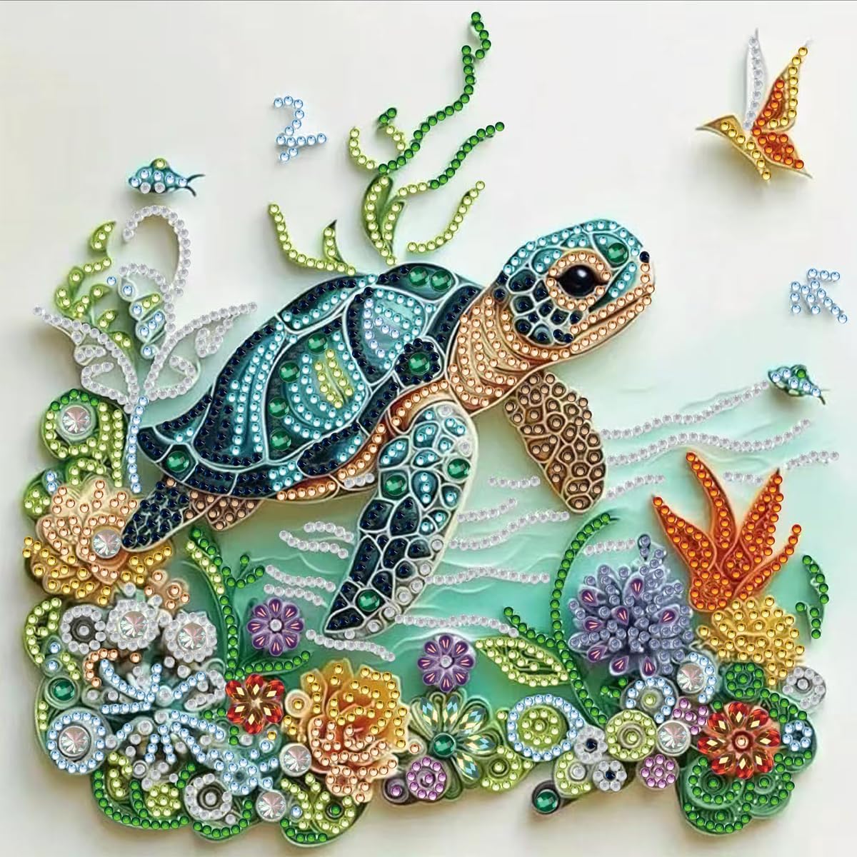 EOYDKAP Sea Turtle Diamond Art Kits for Adults, Diamond Painting Kits for Beginners, Easy Diamond Art for Home Wall Decor, Special Shaped Diamond Painting 11.8x11.8inch