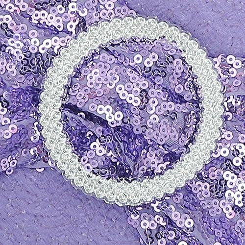 Miniatura 6 de Paquete de 100 bandas de lentejuelas para sillas de boda, lavanda para sillas plegables, fiestas, fiestas, baby shower, decoración de silla, lazos