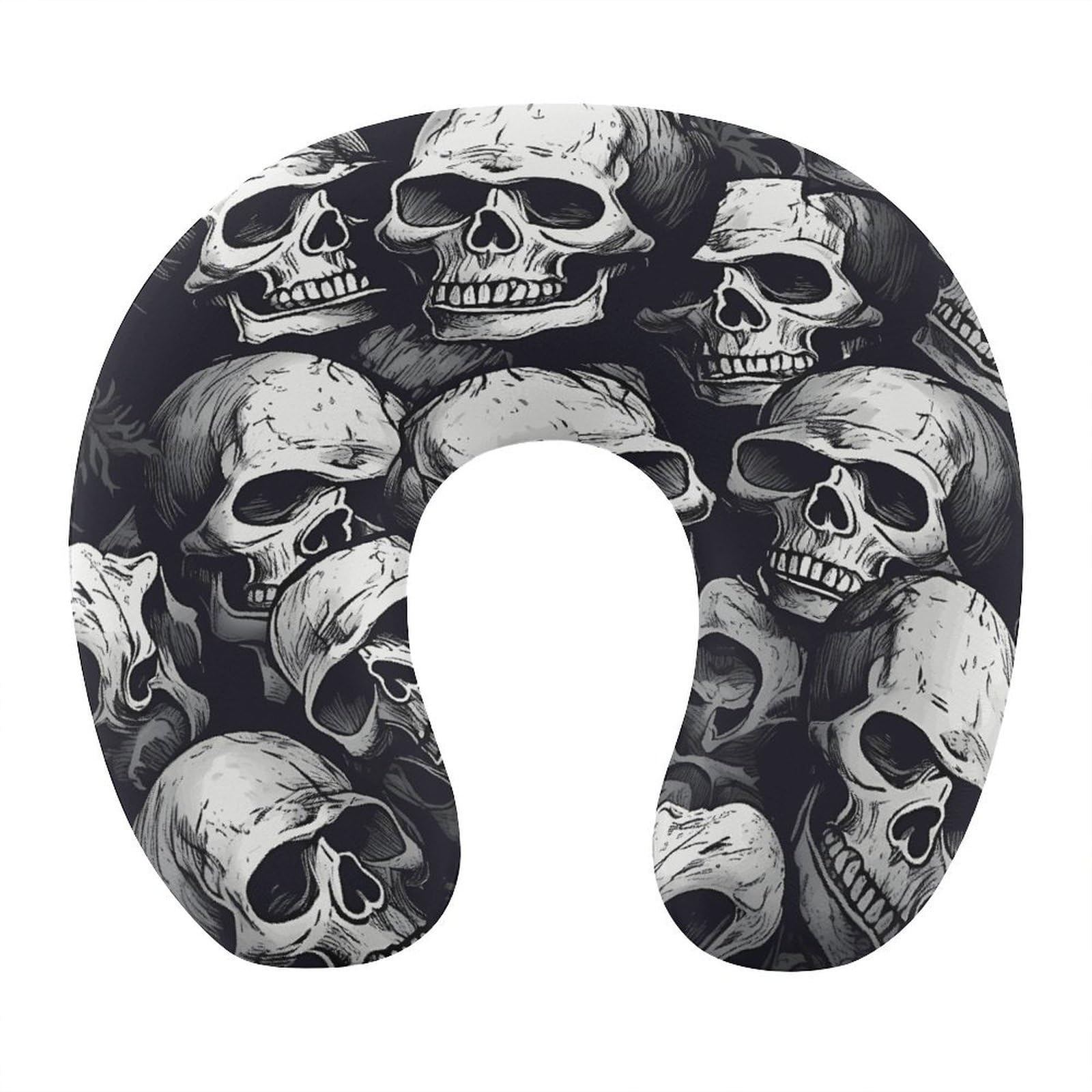 Adfgyerh Style Skulls Pattern1 U-Shaped Pillow，Memory Foam Pillow Core，Cushion ，Provide Neck Support ，Travel Pillow，Suitable For Airplanes, Cars, Homes, And Offices.