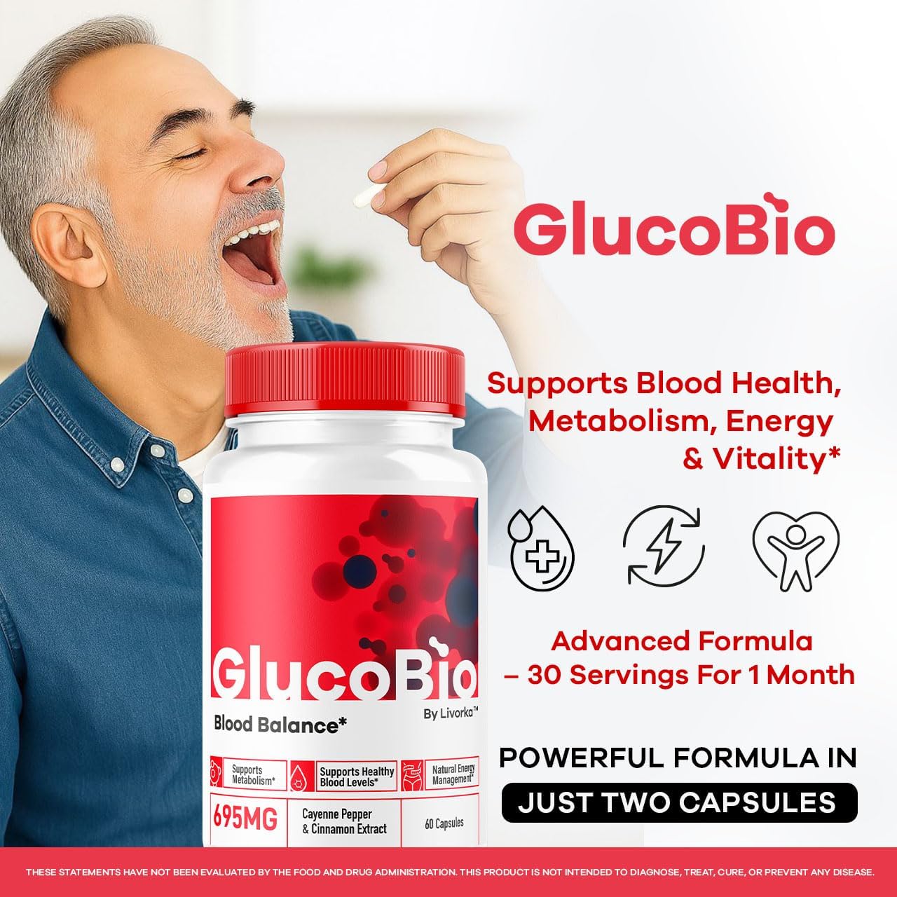 (2 Pack) GlucoBio Capsules - Official Gluco Bio Advanced Formula Support Pills - Maximum Strength, Natural Gluco Bio Supplement Vitamin for Overall Health & Wellness Reviews, 120 Capsules for 2 Months