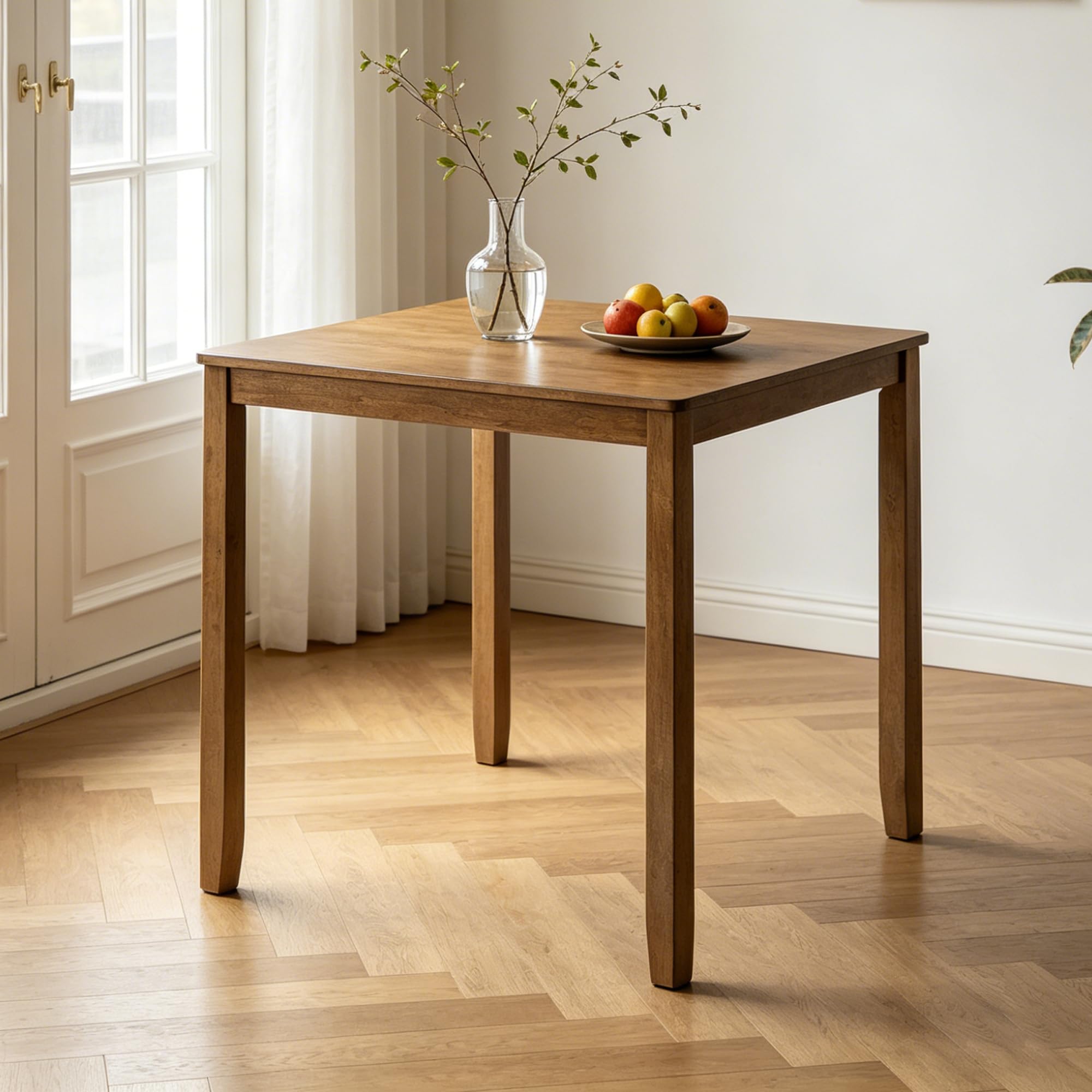 LUMISOL 34.5” Square Dining Table, Wood Kitchen Table for 4 People, Oak