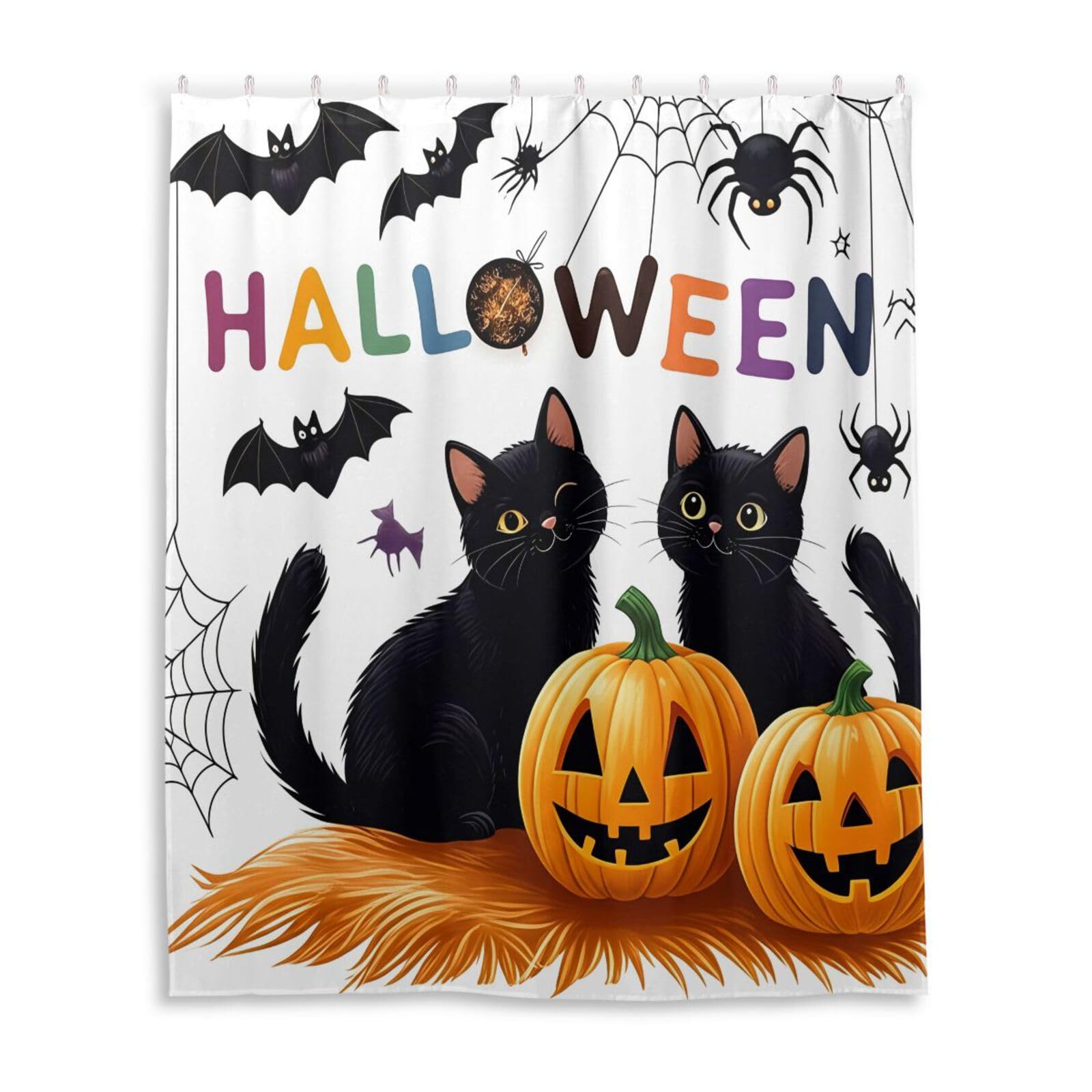 DUOBU Black Cats Shower Curtain Washable Waterproof Fabric Bath Curtain 60x72Inch Shower Curtains with Hooks for Bathroom Decor