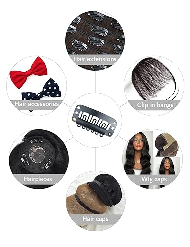 Miniatura 6 de Yamel 50 extensiones de cabello de 6 dientes para mujer, pinzas de metal en forma de U con pinzas de goma para peluca para extensiones de cabello