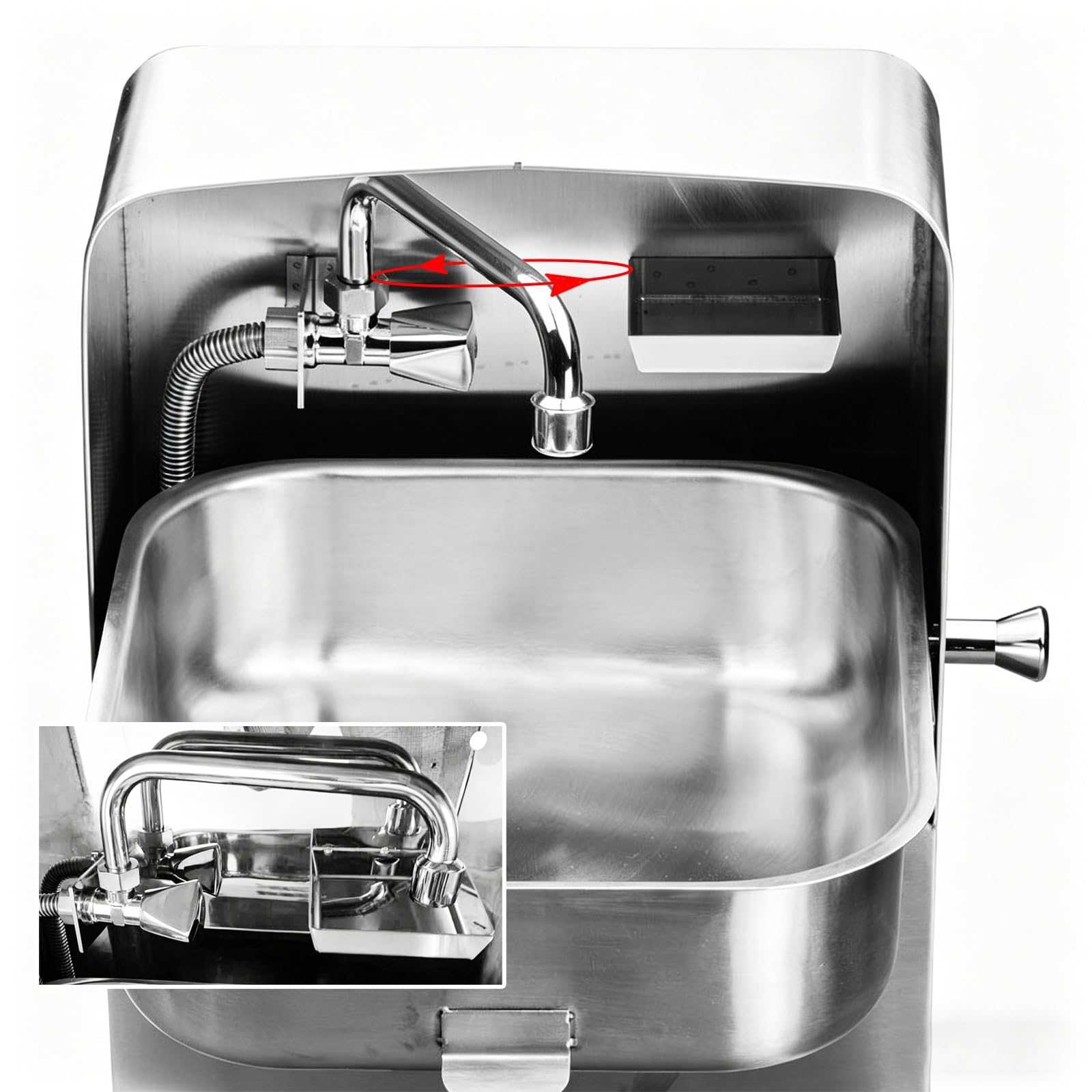 Fregadero Plegable para Barcos y Autocaravanas con Grifo, Lavabo de Acero Inoxidable para Autocaravanas, Yates, Bares y Food Trucks